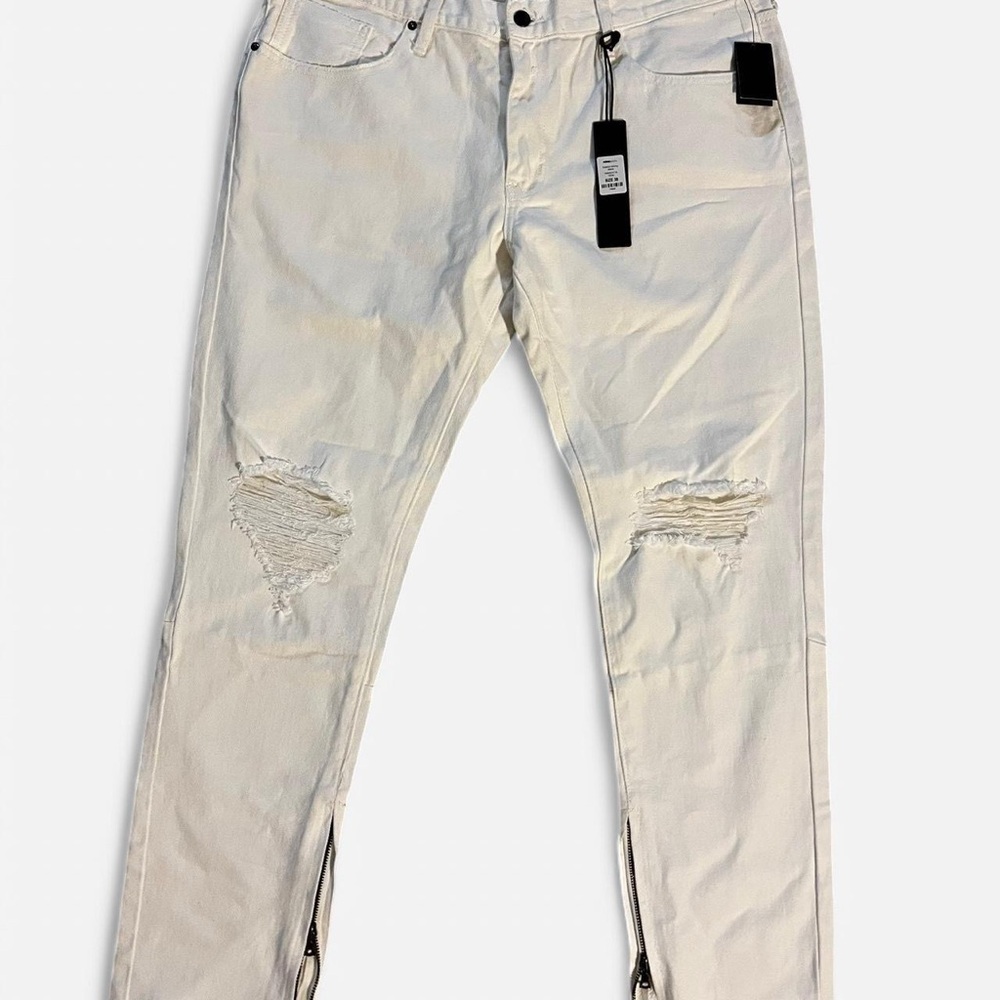 Men's White Distressed Jeans